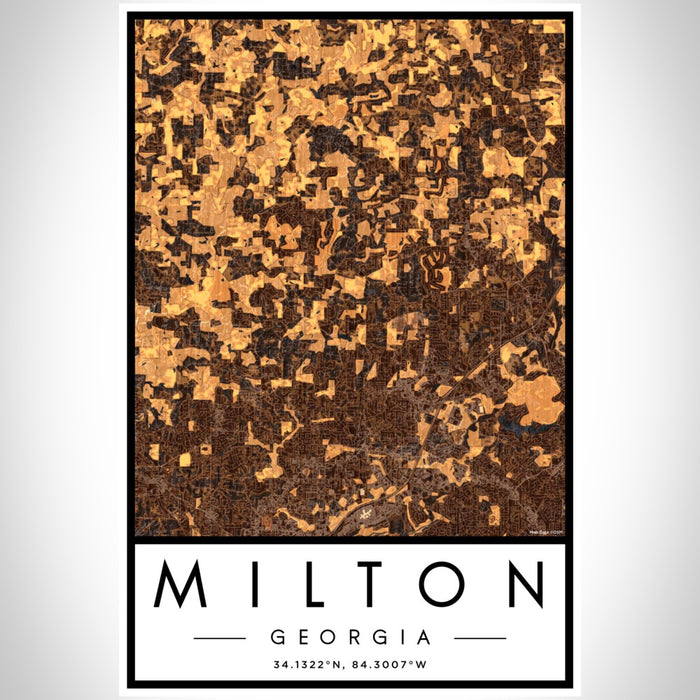 Milton Georgia Map Print Portrait Orientation in Ember Style With Shaded Background