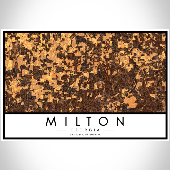 Milton Georgia Map Print Landscape Orientation in Ember Style With Shaded Background