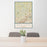 24x36 Milton Georgia Map Print Portrait Orientation in Woodblock Style Behind 2 Chairs Table and Potted Plant