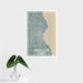 16x24 Milwaukee Wisconsin Map Print Portrait Orientation in Afternoon Style With Tropical Plant Leaves in Water