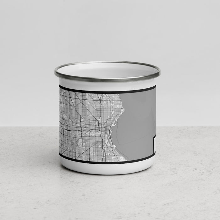Front View Custom Milwaukee Wisconsin Map Enamel Mug in Classic