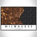 Milwaukee Wisconsin Map Print Landscape Orientation in Ember Style With Shaded Background