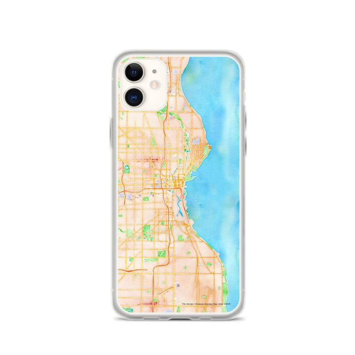 Custom Milwaukee Wisconsin Map Phone Case in Watercolor