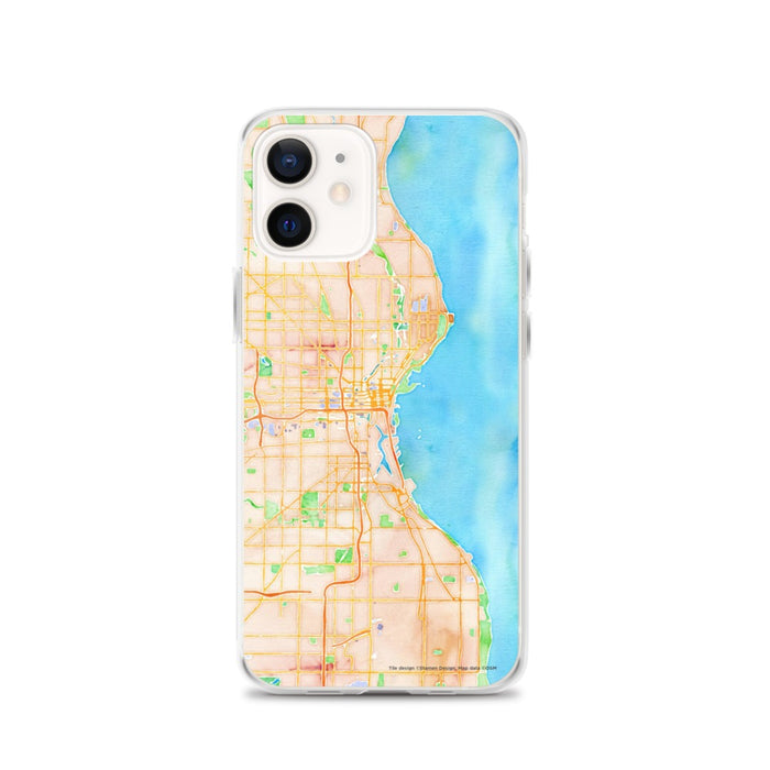 Custom Milwaukee Wisconsin Map iPhone 12 Phone Case in Watercolor