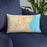 Custom Milwaukee Wisconsin Map Throw Pillow in Watercolor on Blue Colored Chair
