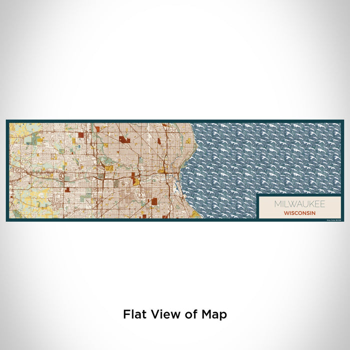 Flat View of Map Custom Milwaukee Wisconsin Map Enamel Mug in Woodblock