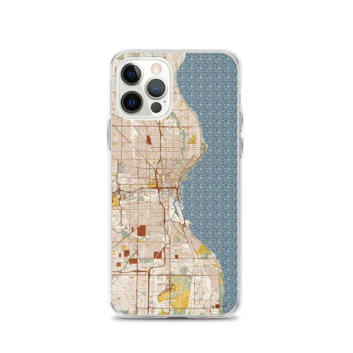 Custom Milwaukee Wisconsin Map iPhone 12 Pro Phone Case in Woodblock