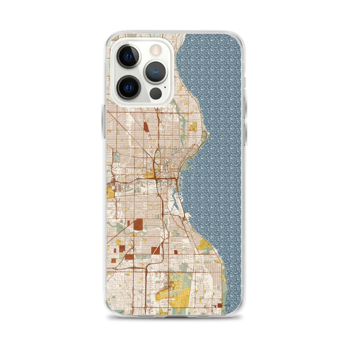 Custom Milwaukee Wisconsin Map iPhone 12 Pro Max Phone Case in Woodblock