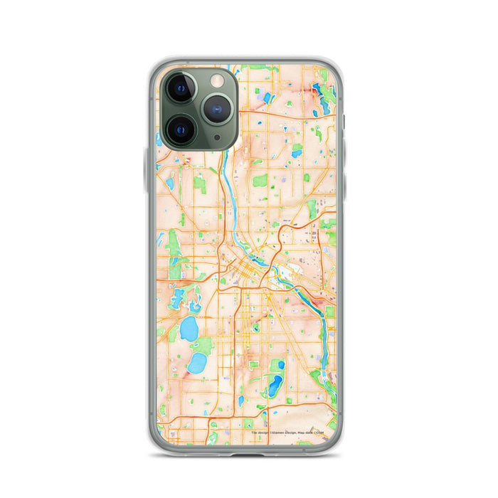 Custom Minneapolis Minnesota Map Phone Case in Watercolor