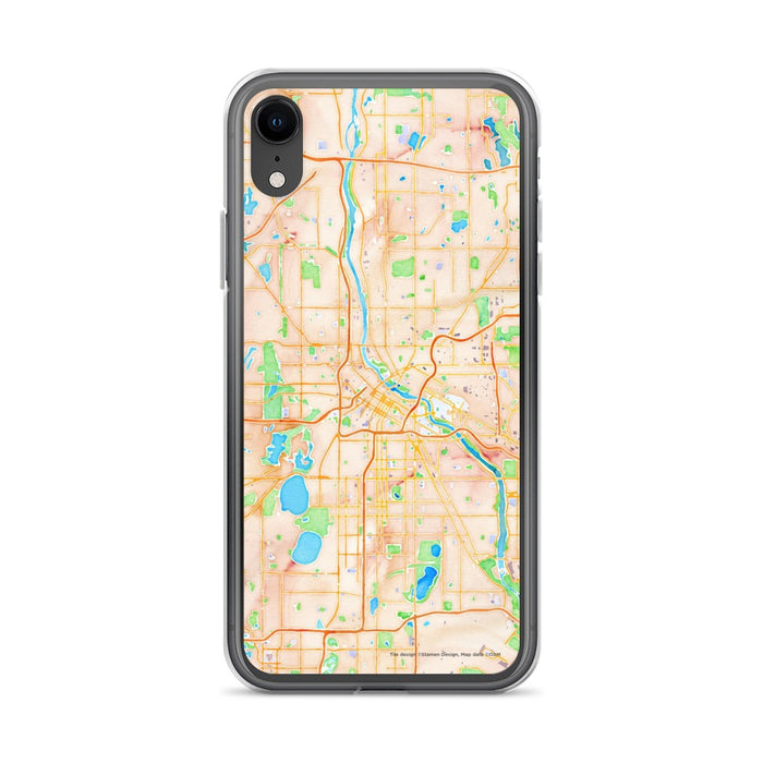 Custom Minneapolis Minnesota Map Phone Case in Watercolor