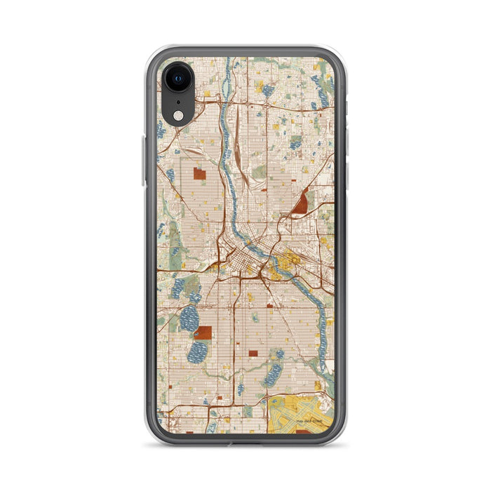 Custom Minneapolis Minnesota Map Phone Case in Woodblock