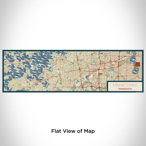 Flat View of Map Custom Minnetonka Minnesota Map Enamel Mug in Woodblock