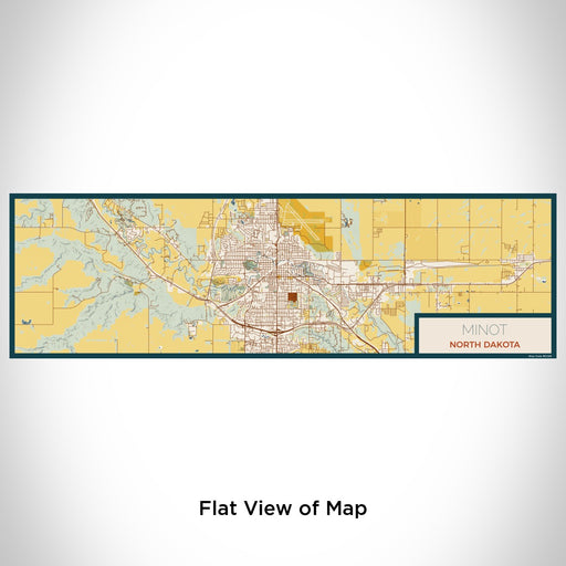 Flat View of Map Custom Minot North Dakota Map Enamel Mug in Woodblock