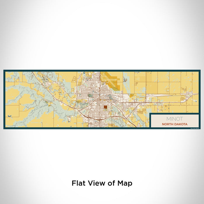 Flat View of Map Custom Minot North Dakota Map Enamel Mug in Woodblock