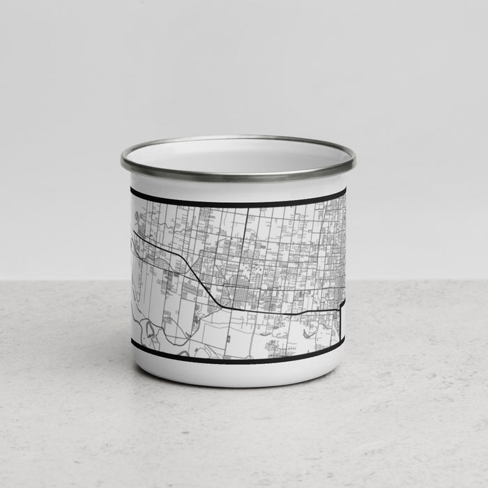 Front View Custom Mission Texas Map Enamel Mug in Classic