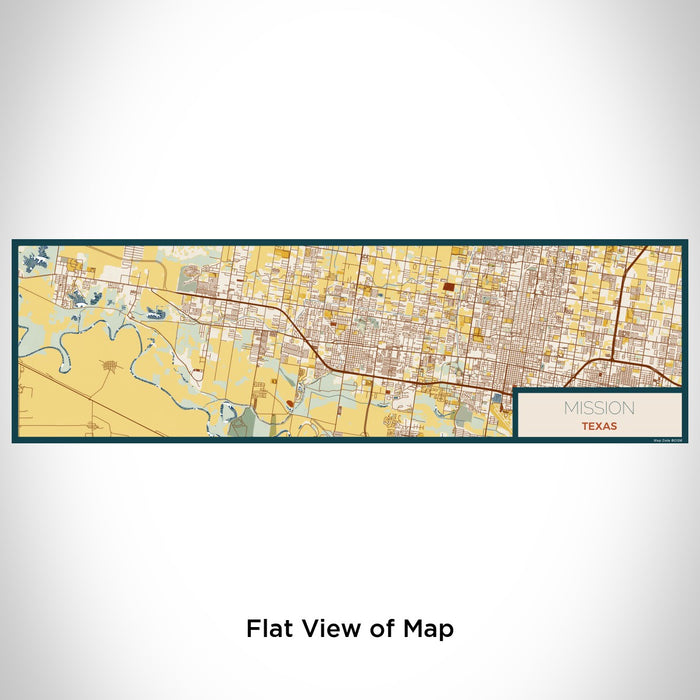 Flat View of Map Custom Mission Texas Map Enamel Mug in Woodblock