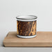 Front View Custom Mission Viejo California Map Enamel Mug in Ember on Cutting Board