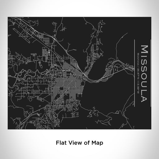 Rendered View of Missoula Montana Map Engraving on 20oz Stainless Steel Insulated Bottle with Bamboo Top in Black