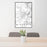24x36 Missoula Montana Map Print Portrait Orientation in Classic Style Behind 2 Chairs Table and Potted Plant