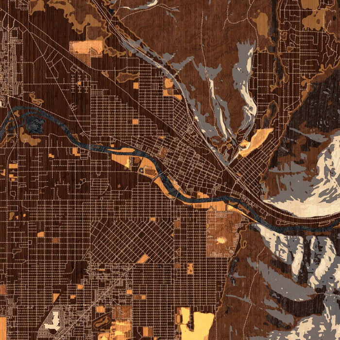 Missoula Montana Map Print in Ember Style Zoomed In Close Up Showing Details