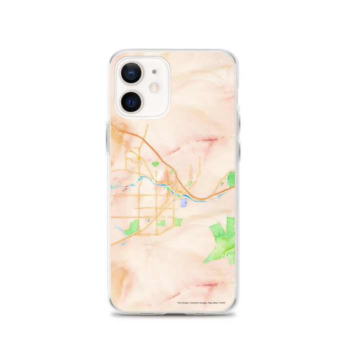 Custom Missoula Montana Map iPhone 12 Phone Case in Watercolor
