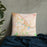 Custom Missoula Montana Map Throw Pillow in Watercolor on Bedding Against Wall