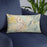 Custom Missoula Montana Map Throw Pillow in Woodblock on Blue Colored Chair
