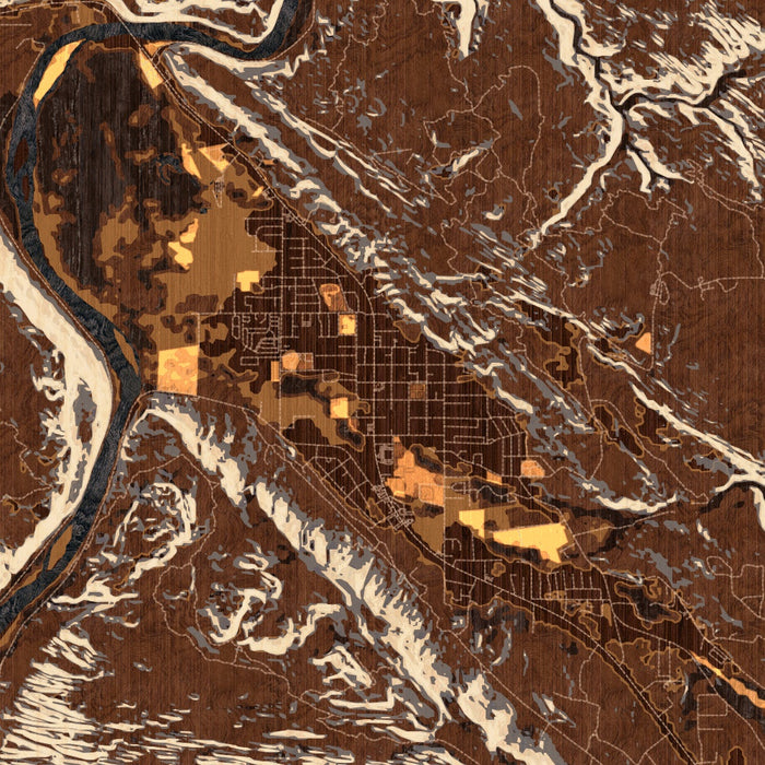Moab Utah Map Print in Ember Style Zoomed In Close Up Showing Details