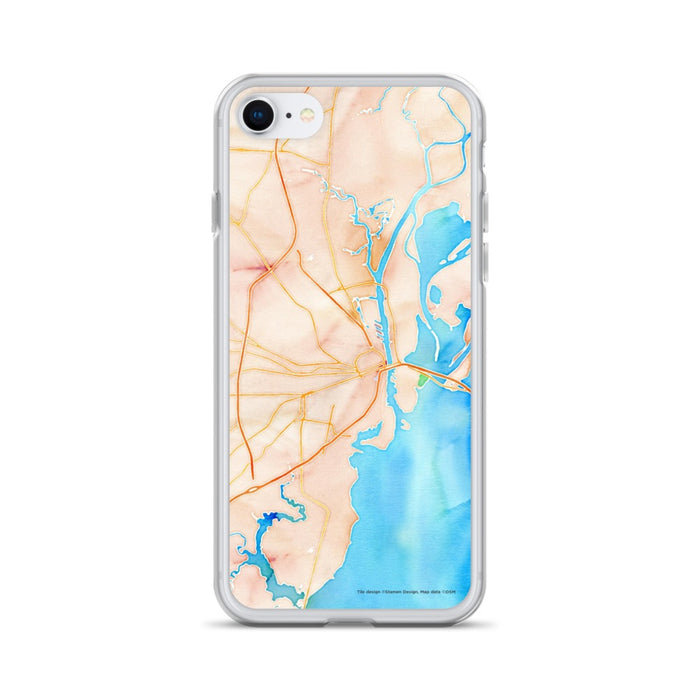 Custom Mobile Alabama Map iPhone SE Phone Case in Watercolor