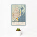 12x18 Mobile Alabama Map Print Portrait Orientation in Woodblock Style With Small Cactus Plant in White Planter
