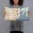 Person holding 20x12 Custom Mobile Alabama Map Throw Pillow in Woodblock