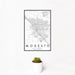 12x18 Modesto California Map Print Portrait Orientation in Classic Style With Small Cactus Plant in White Planter