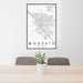 24x36 Modesto California Map Print Portrait Orientation in Classic Style Behind 2 Chairs Table and Potted Plant