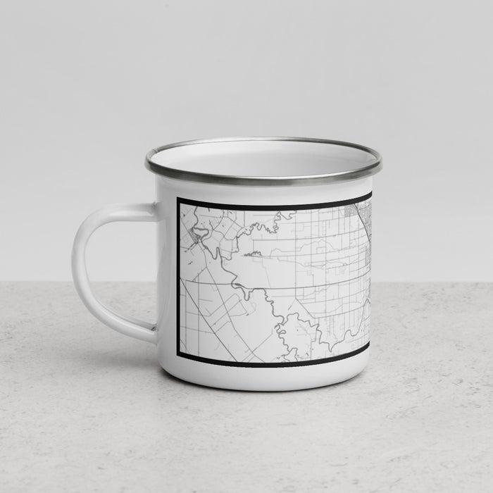Left View Custom Modesto California Map Enamel Mug in Classic
