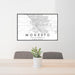 24x36 Modesto California Map Print Landscape Orientation in Classic Style Behind 2 Chairs Table and Potted Plant