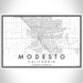 Modesto California Map Print Landscape Orientation in Classic Style With Shaded Background