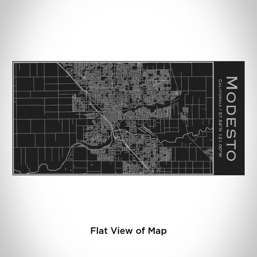 Rendered View of Modesto California Map Engraving on 17oz Stainless Steel Insulated Cola Bottle in Black