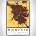 Modesto California Map Print Portrait Orientation in Ember Style With Shaded Background