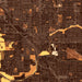 Modesto California Map Print in Ember Style Zoomed In Close Up Showing Details