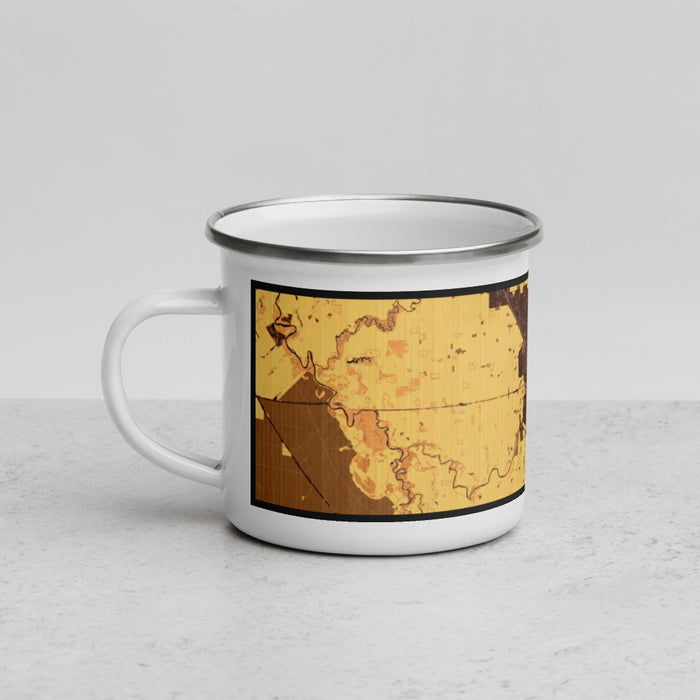 Left View Custom Modesto California Map Enamel Mug in Ember