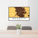 24x36 Modesto California Map Print Landscape Orientation in Ember Style Behind 2 Chairs Table and Potted Plant