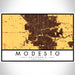 Modesto California Map Print Landscape Orientation in Ember Style With Shaded Background