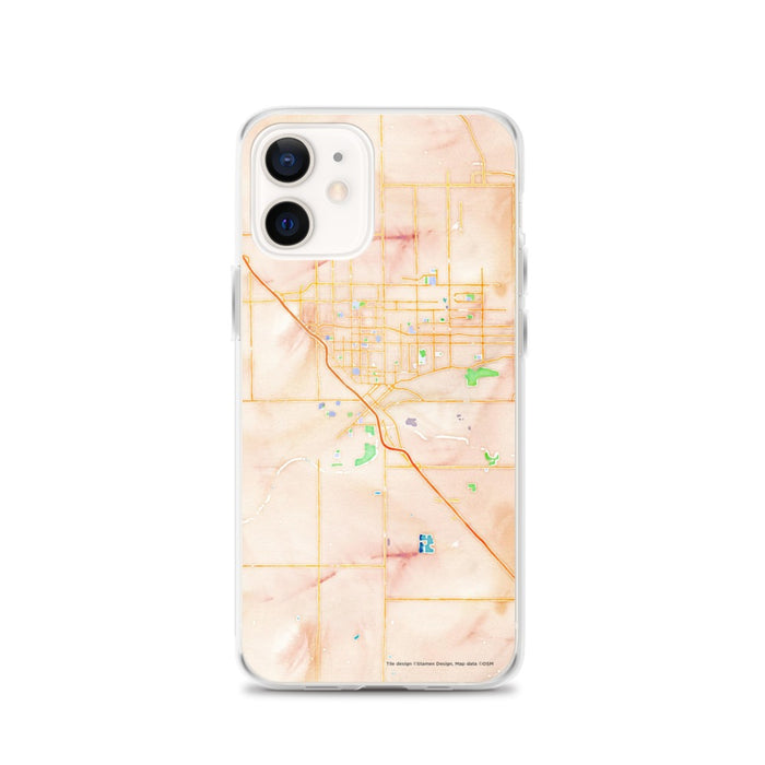 Custom Modesto California Map iPhone 12 Phone Case in Watercolor