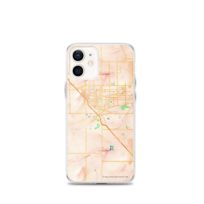 Custom Modesto California Map iPhone 12 mini Phone Case in Watercolor