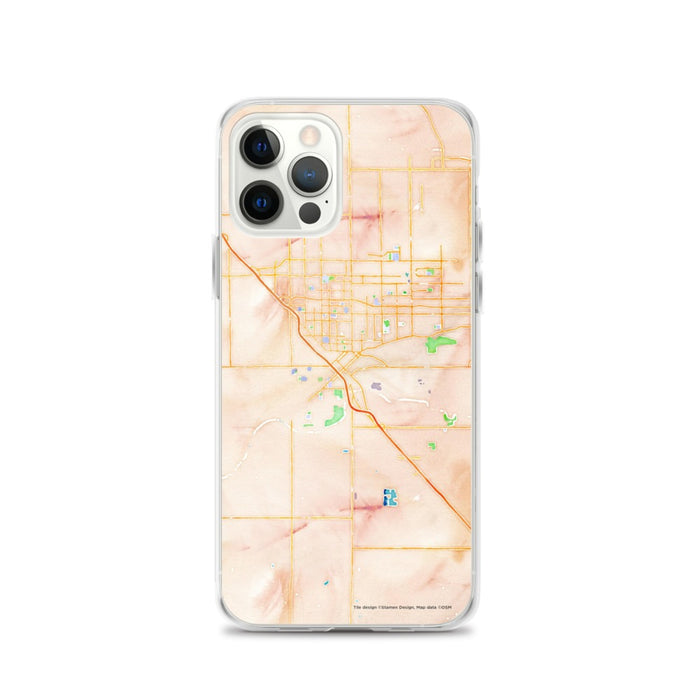 Custom Modesto California Map iPhone 12 Pro Phone Case in Watercolor