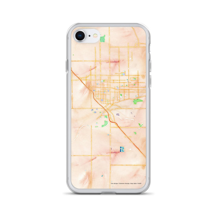 Custom Modesto California Map iPhone SE Phone Case in Watercolor