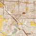 Modesto California Map Print in Woodblock Style Zoomed In Close Up Showing Details