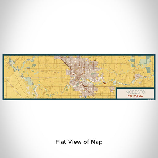 Flat View of Map Custom Modesto California Map Enamel Mug in Woodblock