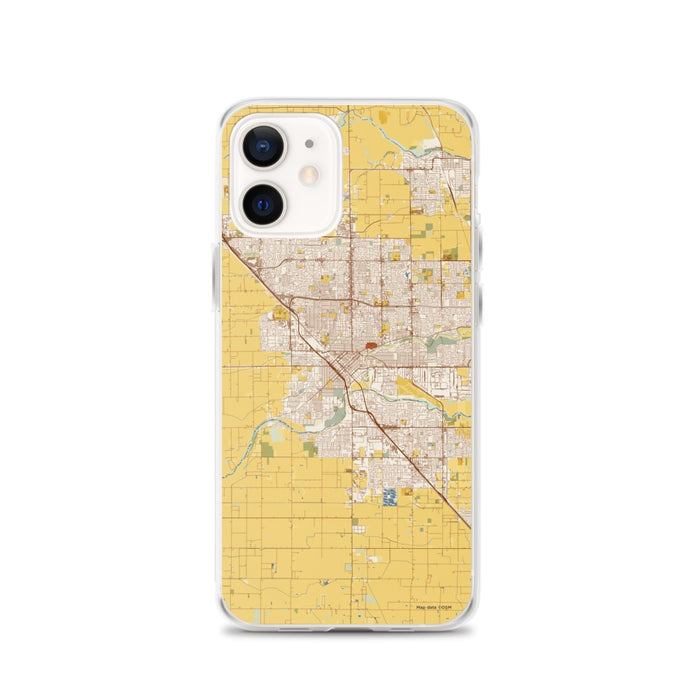 Custom Modesto California Map iPhone 12 Phone Case in Woodblock