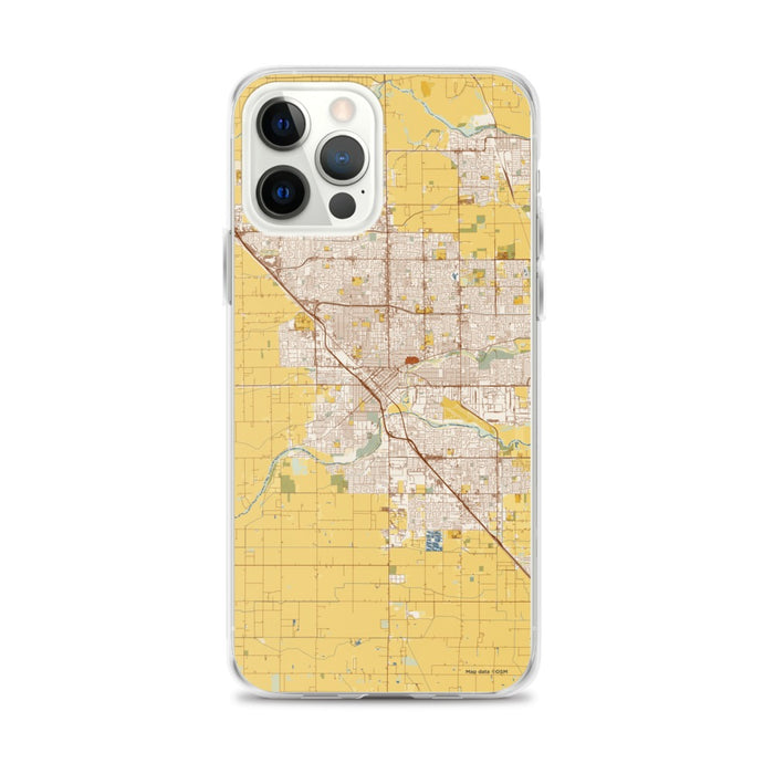 Custom Modesto California Map iPhone 12 Pro Max Phone Case in Woodblock